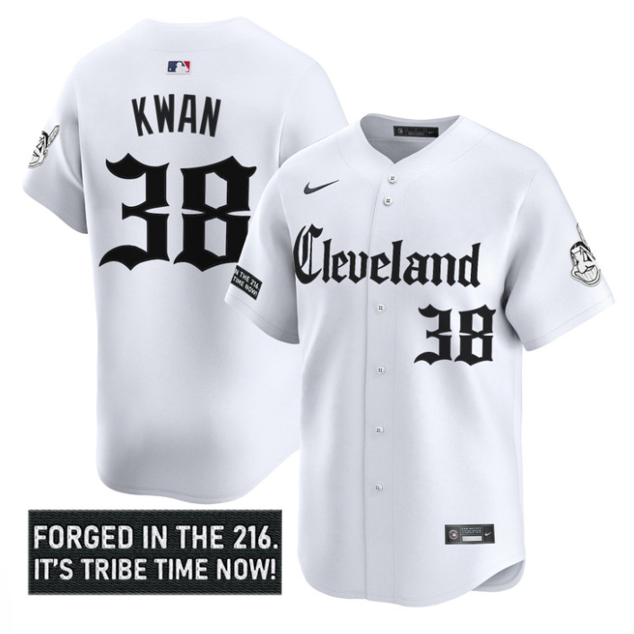 Steven Kwan Jersey #38 Cleveland Indians Gothic Iron Edition Stitched White