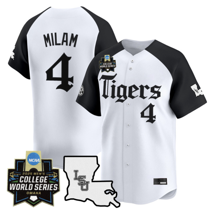 Steven Milam Jersey #4 LSU Tigers 2025 World Series Gothic Geaux Edition