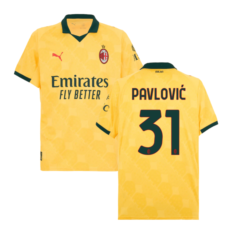 Strahinja Pavlovic 31 AC Milan 2025-26 Home Match Jersey – Black Red