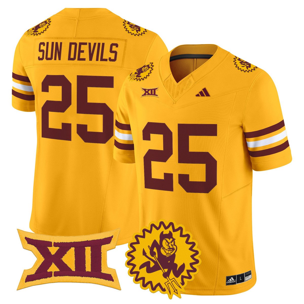 Sun Devils Jersey #25 Arizona State 1975 Throwback Limited Stitched Gold