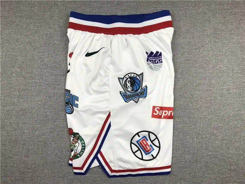 Supreme NBA Teams Logo Shorts White - Basketball Shorts Store