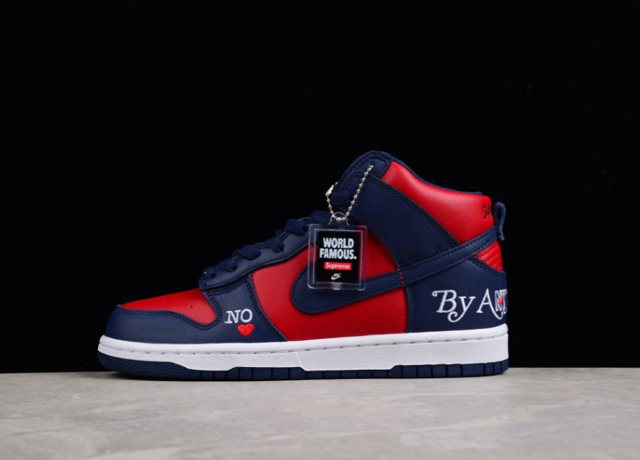 Supreme X NK Dunk High “By Any Means” Red Navy