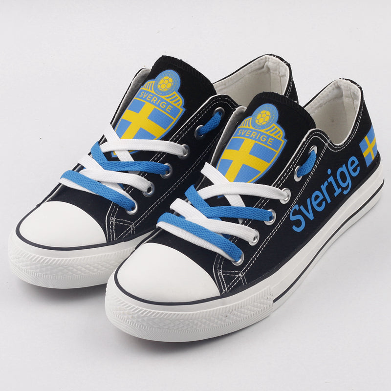 Sweden Low Top Canvas Sport Sneakers Shoes For Men Women Fans