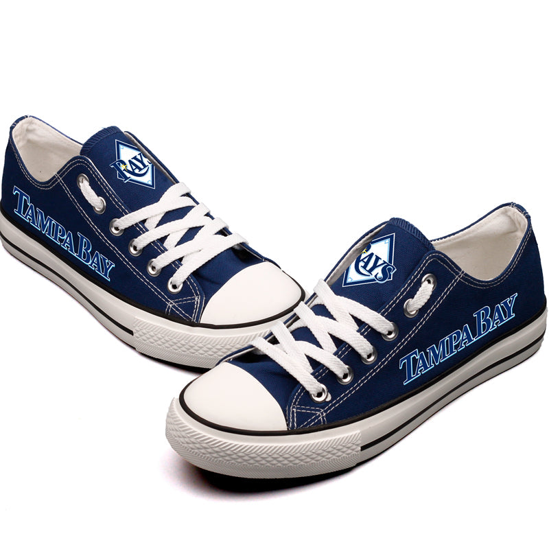 Tampa Bay Rays Limited Print MLB Baseball Fans Low Top Canvas Shoes Sport Sneakers T-DJ122L