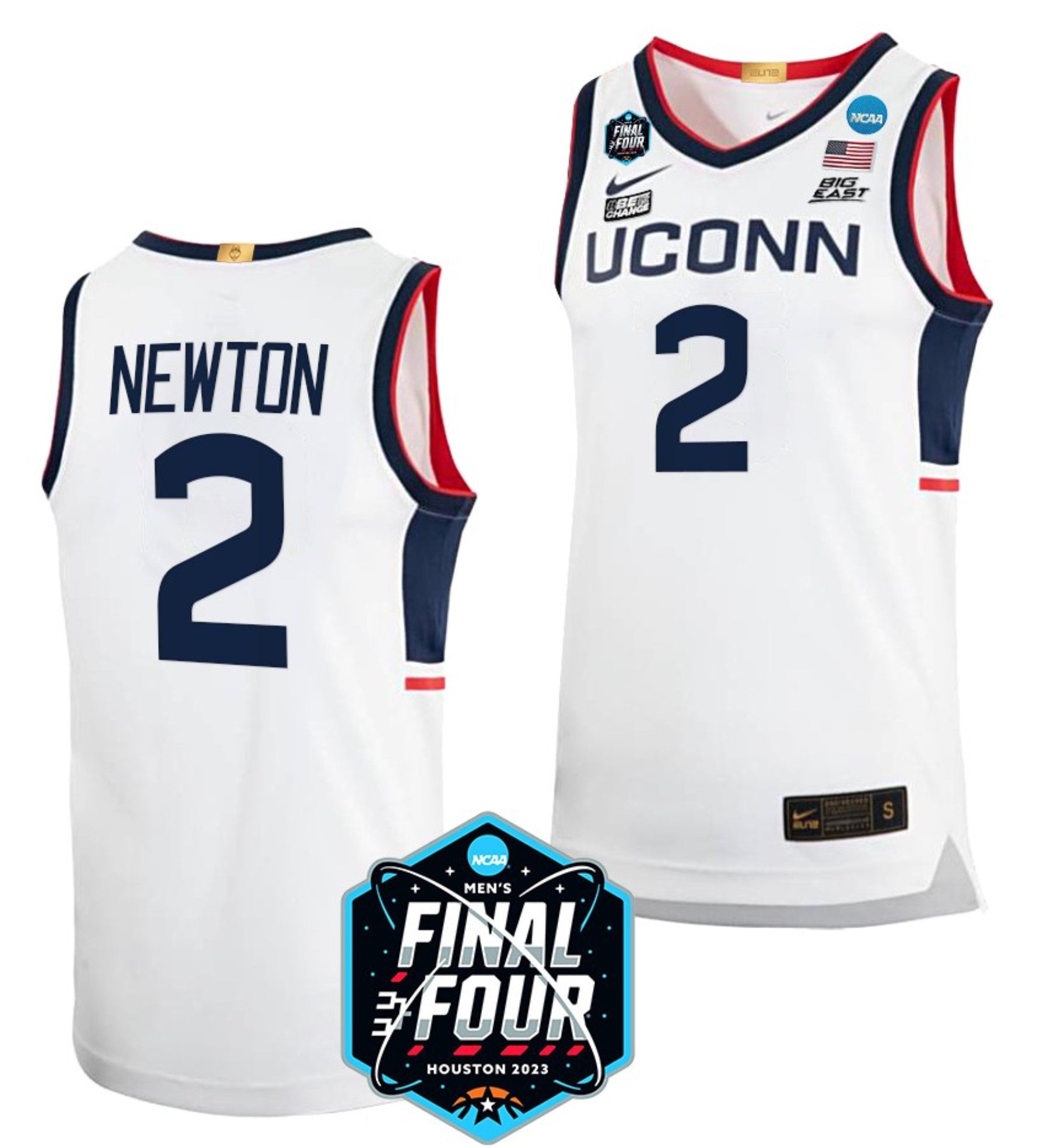 Tristen Newton Jersey UConn Huskies College Basketball 2023 NCAA Final Four White #2