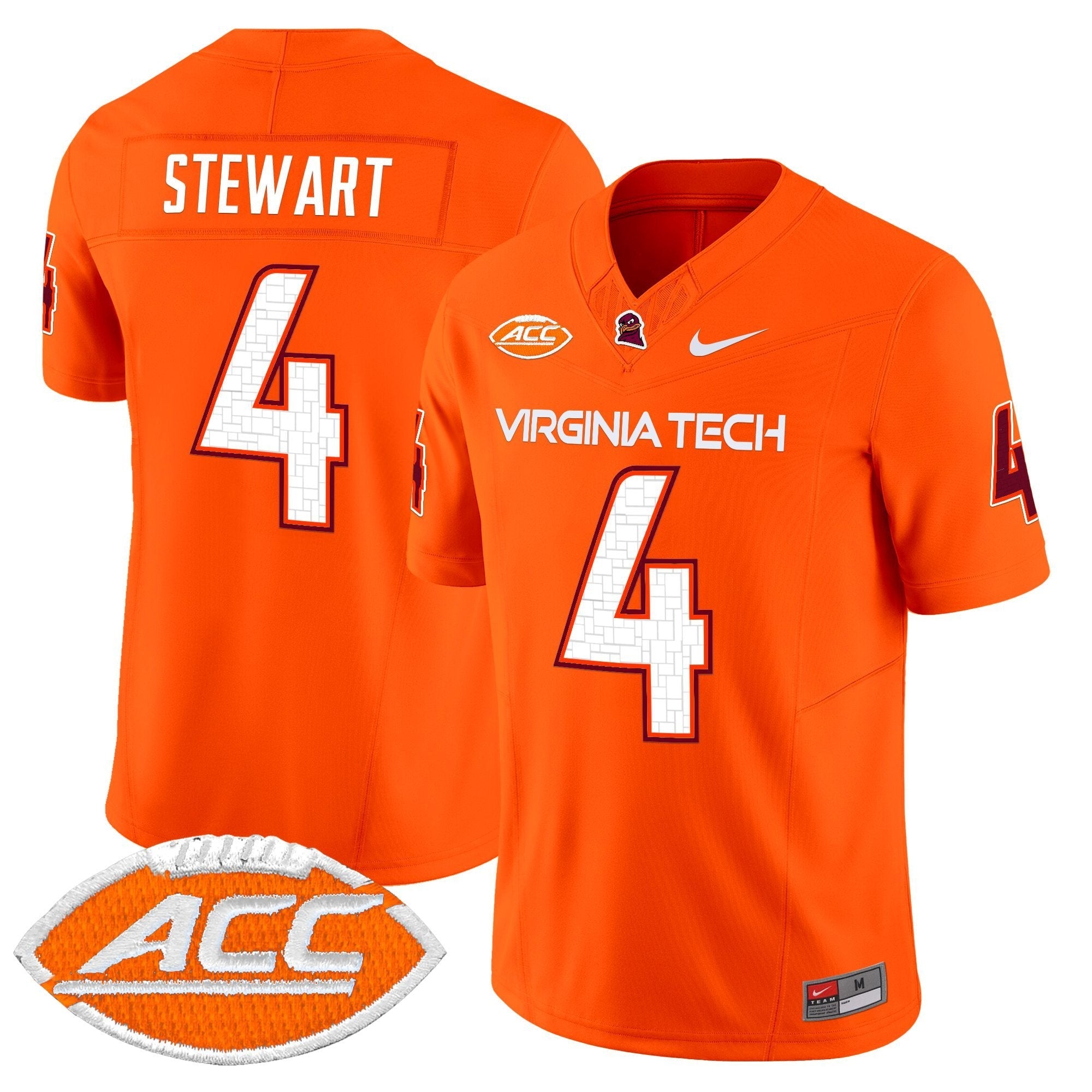 Terion Stewart Jersey #4 Virginia Tech Hokies 2025 Stitched Orange