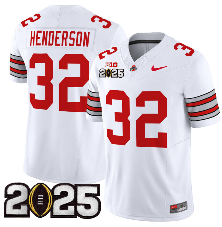 Treveyon Henderson Jersey #32 Ohio State 'Heritage Stripe' 2025 CFP Final White