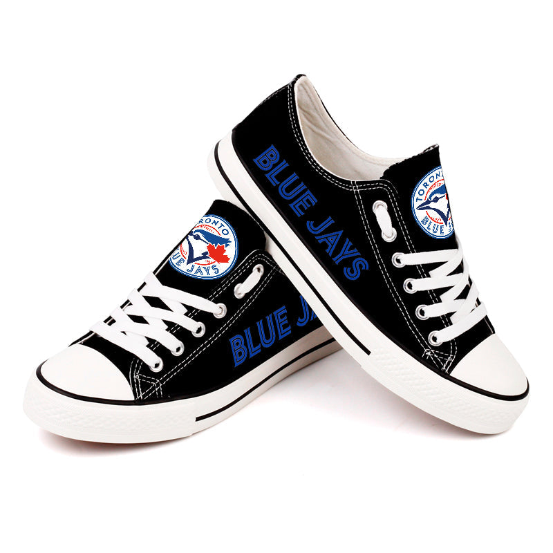 Toronto Blue Jays Limited Print MLB Baseball Fans Low Top Canvas Shoes Sport Sneakers T-DJ121H