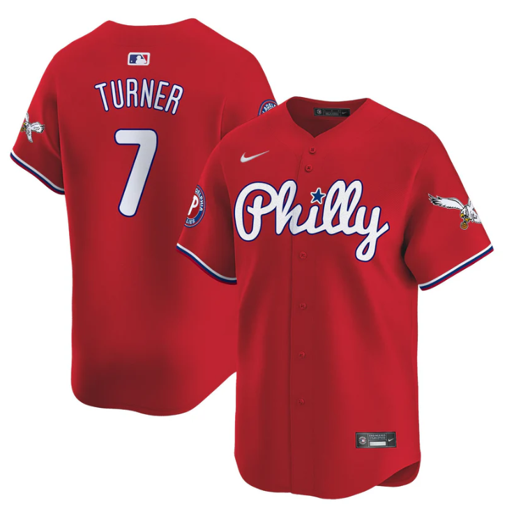 Trea Turner Jersey #7 Phillies and Eagles Vapor Premier Limited Stitched Red