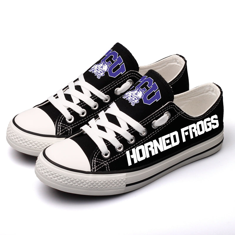 TCU Horned Frogs Limited Print NCAA College Students Low Top Canvas Shoes Sport Sneakers