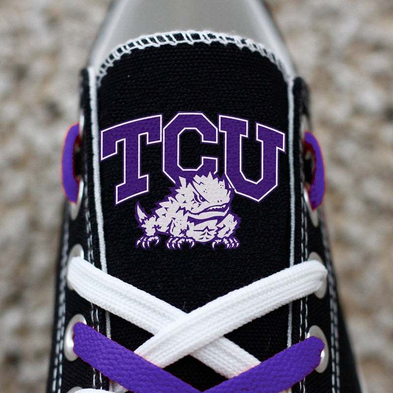 TCU Horned Frogs Limited Print NCAA College Students Low Top Canvas Shoes Sport Sneakers
