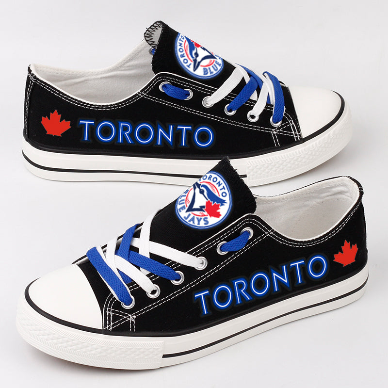 Toronto Blue Jays Limited Print MLB Baseball Fans Low Top Canvas Shoes Sport Sneakers T-DAC151H