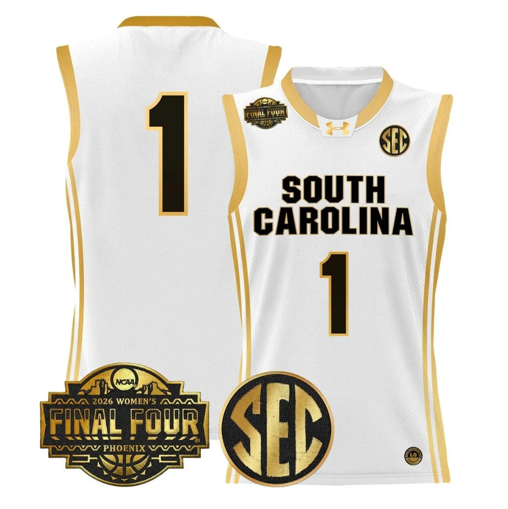 Team Jersey #1 South Carolina 2026 Final Four Basketball Stitched White Gold