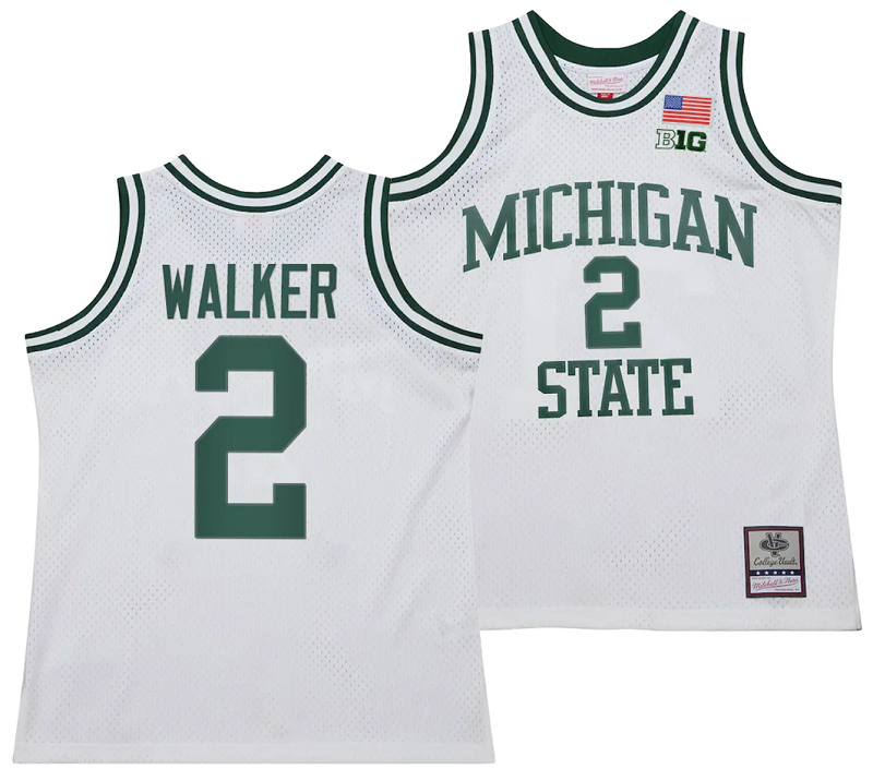 Tyson Walker Jersey #2 Michigan State Spartans 125th Basketball Anniversary 1990 Throwback White