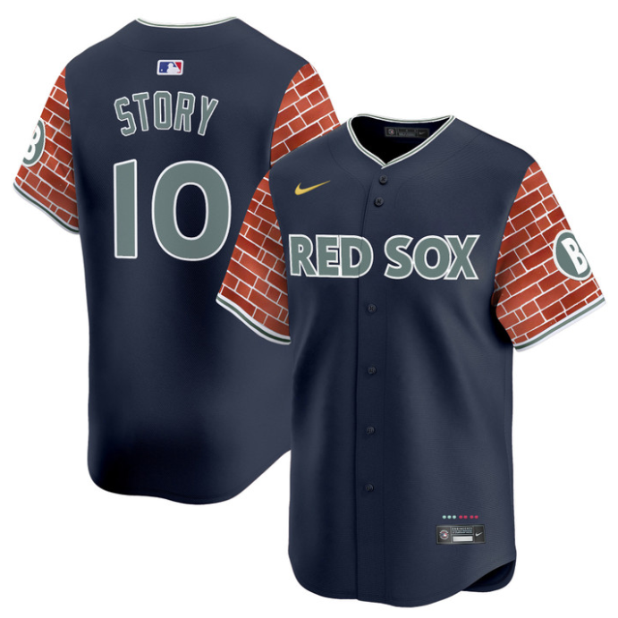 Trevor Story Jersey #10 Boston Red Sox 2025 Fenway Red Brick Style Vapor Premier Stitched Navy