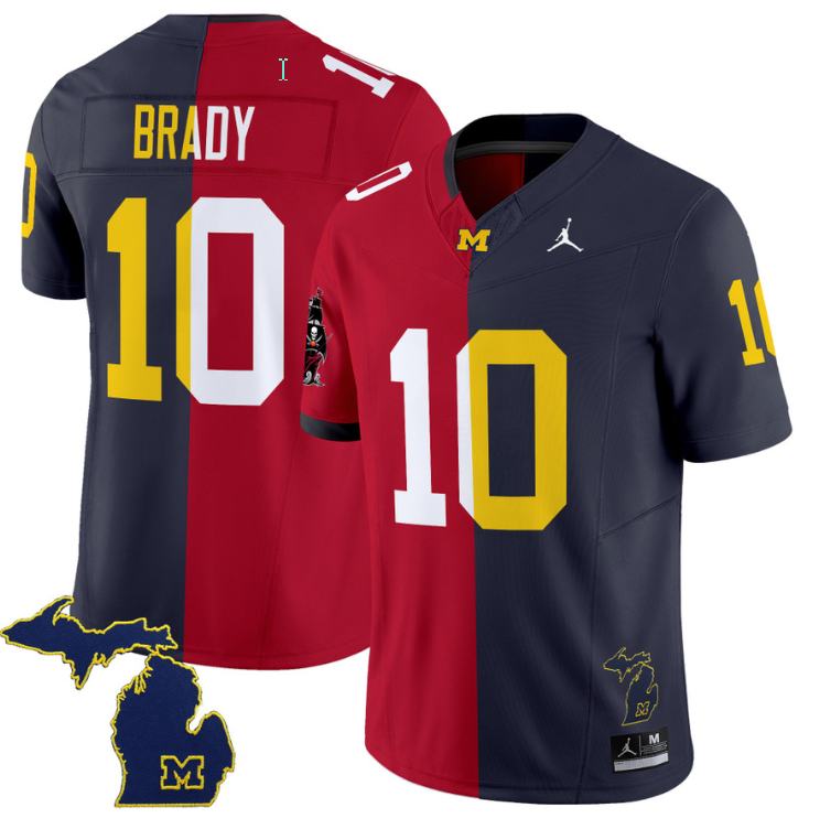 Tom Brady Jersey Buccaneers #10 Michigan Wolverines Split Vapor Limited Football