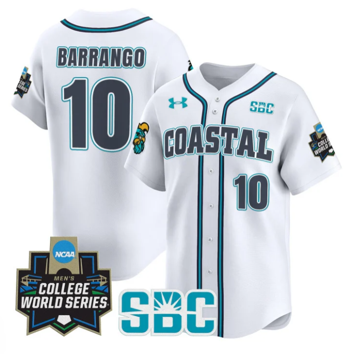Ty Barrango Jersey #10 Coastal Carolina Chanticleers 2025 World Series White