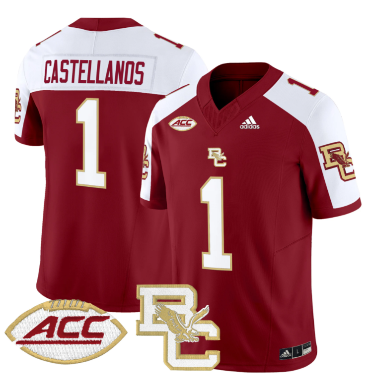Thomas Castellanos Jersey #1 Boston College Eagles 2024 Stitched Maroon Alternate