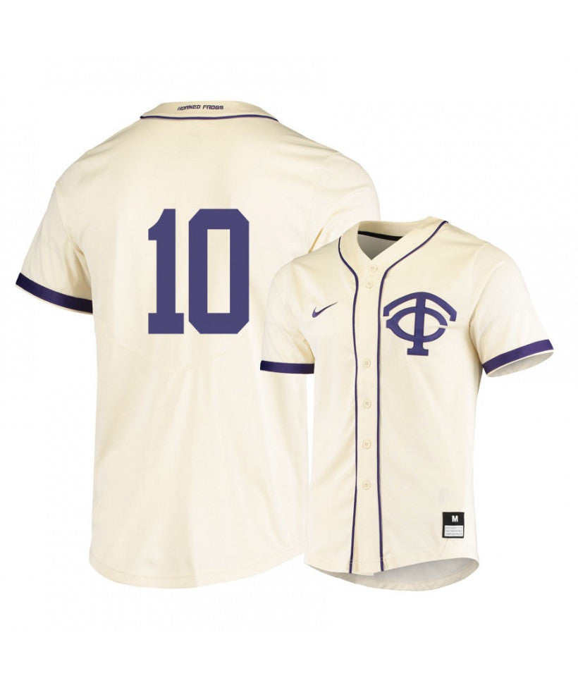 TCU Horned Frogs 10 Zach Humphreys White Elite Baseball Jersey
