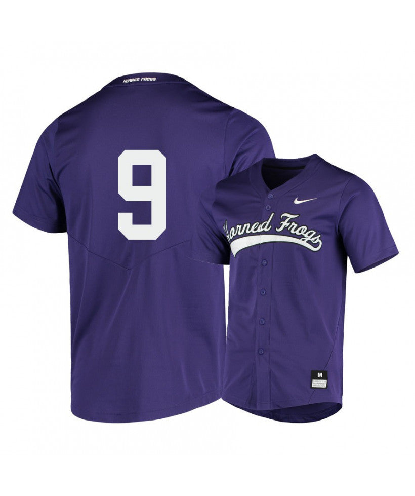 TCU Horned Frogs 9 Conner Shepherd Purple Elite Baseball Jersey