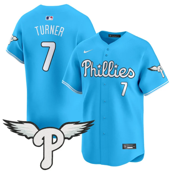 Trea Turner Jersey #7 Philadelphia Phillies 2025 Vapor Premier Limited Stitched Light Blue