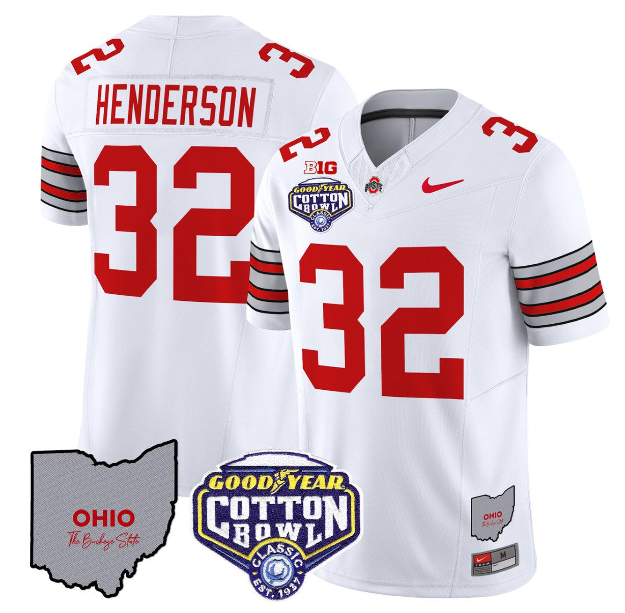 Treveyon Henderson Jersey #32 Ohio State Buckeyes Cotton Bowl Patch White
