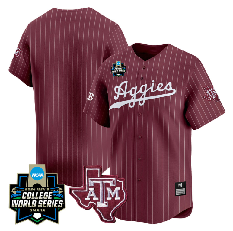 Texas AM Aggies Team Jersey 2024 College World Series Vapor Premier Limited NCAA Baseball Stitched Maroon Stripe