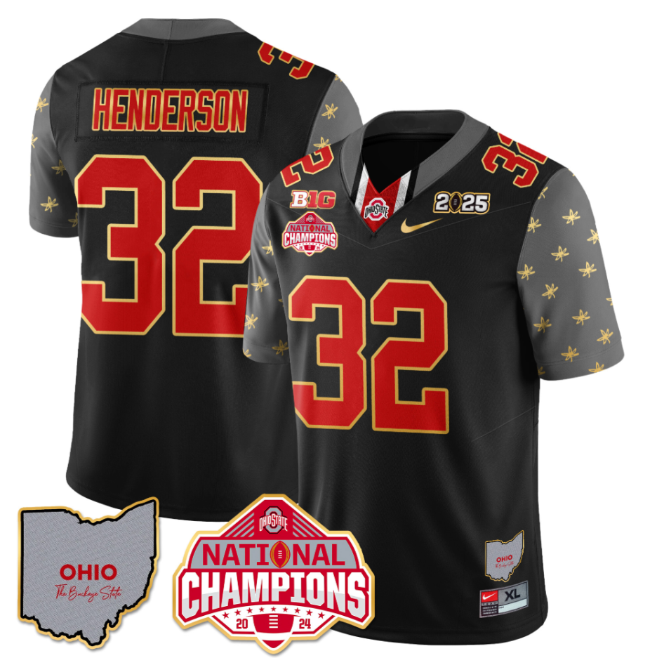Treveyon Henderson Jersey #32 Ohio State National Champions 2025 Patch Black