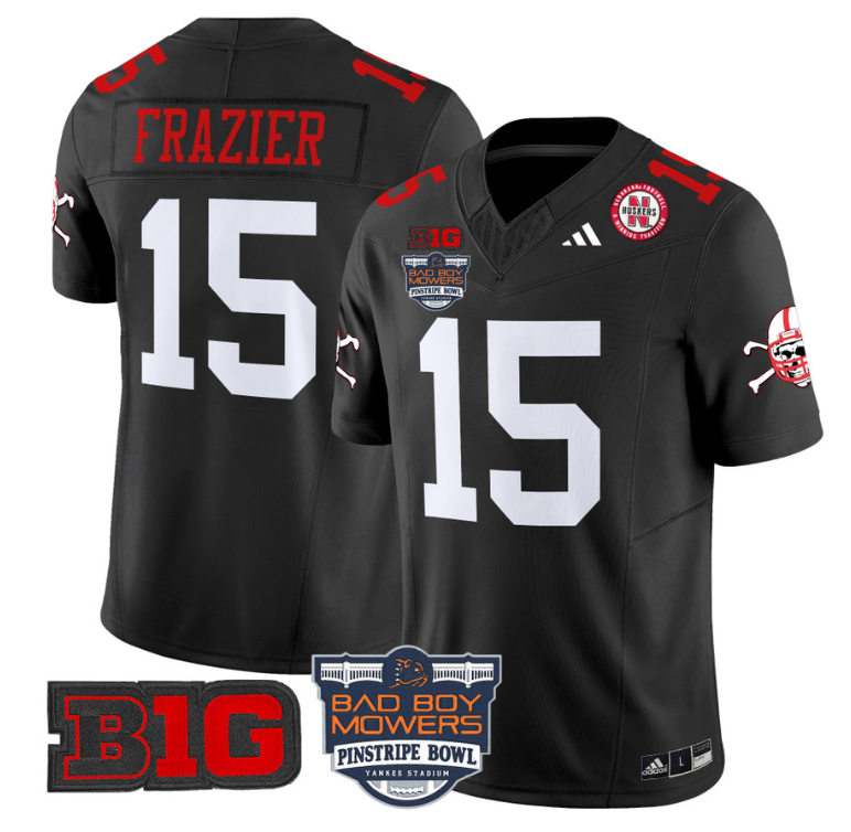 Tommie Frazier Jersey #15 Nebraska Cornhuskers 2025 Pinstripe Bowl Black