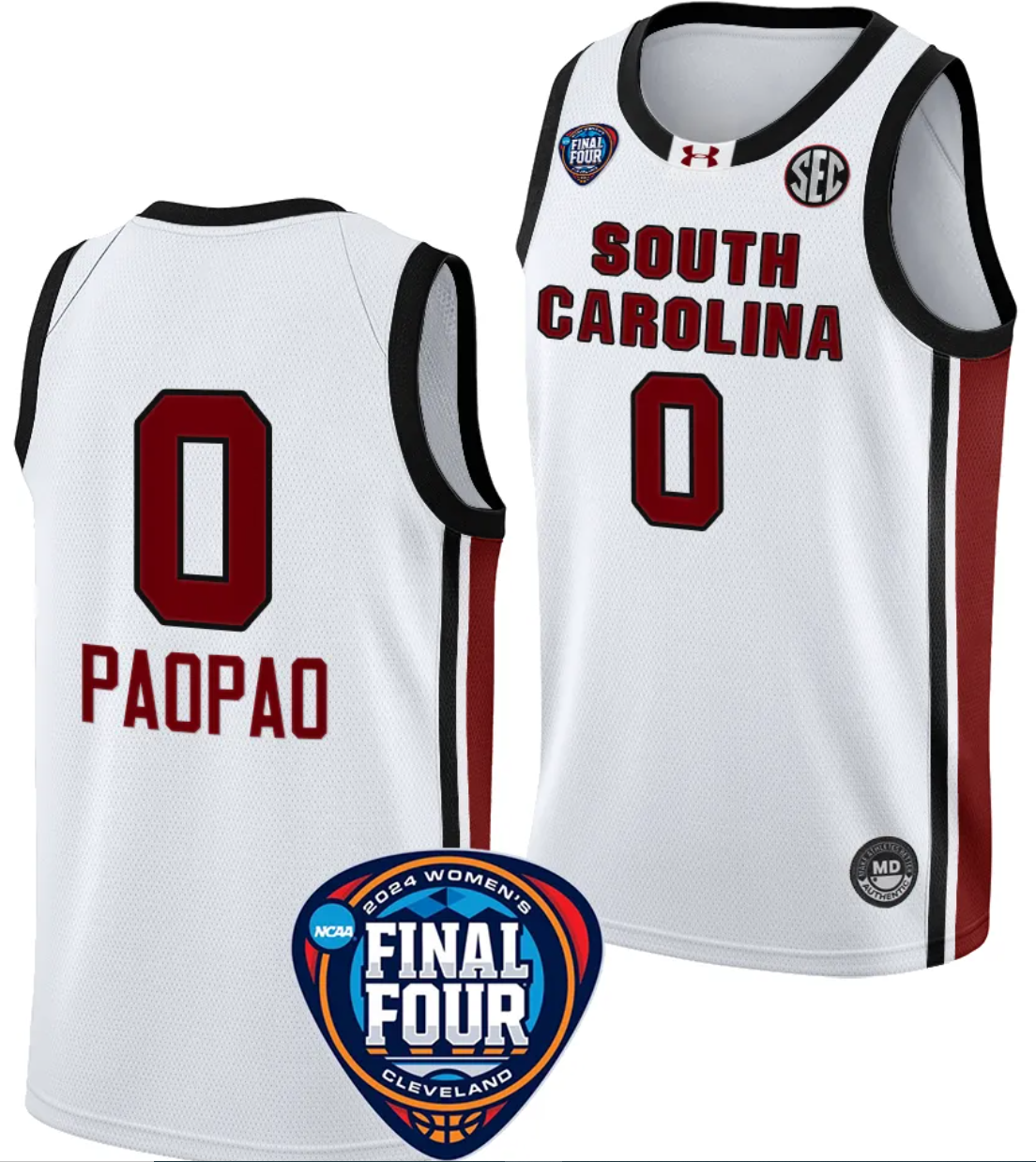 Te-Hina Paopao Jersey #0 South Carolina Gamecocks Basketball 2024 NCAA March Madness Final Four White
