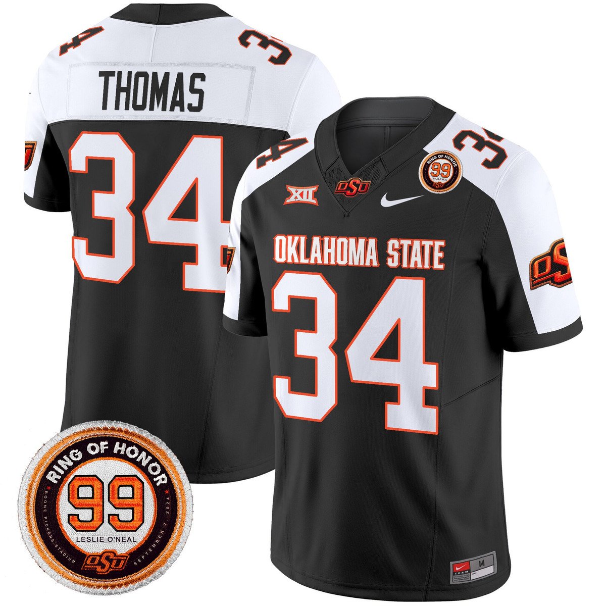 Thurman Thomas Jersey #34 Oklahoma State Cowboys 2025 Leslie O'neal Black Alter