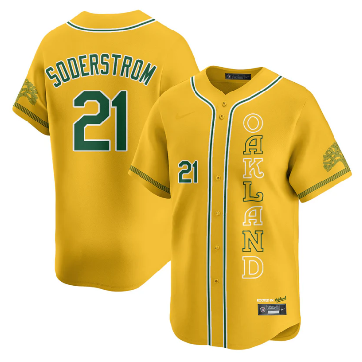 Tyler Soderstrom Jersey #21 Oakland Athletics City Connect Concept Stitched Yellow