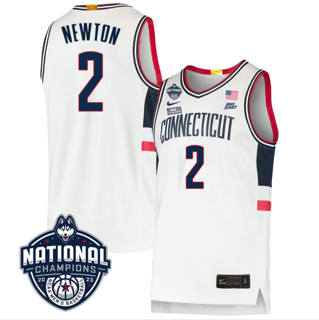 Tristen Newton Jersey #2 UConn Huskies 2023 National Champions College Basketball
