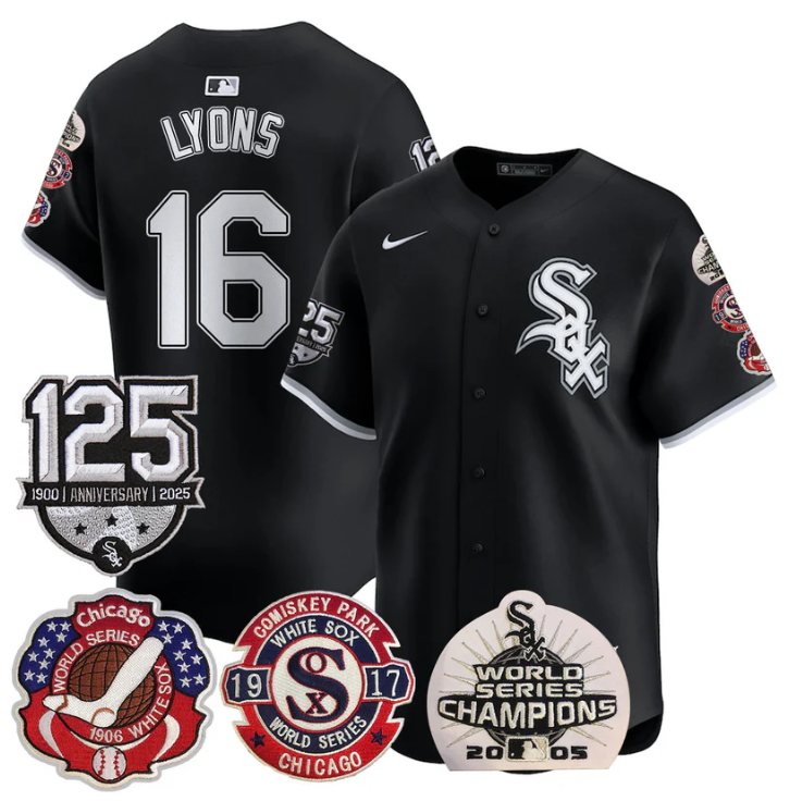 Ted Lyons Jersey #16 Chicago White Sox 125th Anniversary World Series Champions Black