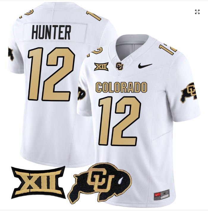 Travis Hunter Jersey #12 Colorado Buffaloes College Football White Home Alternative