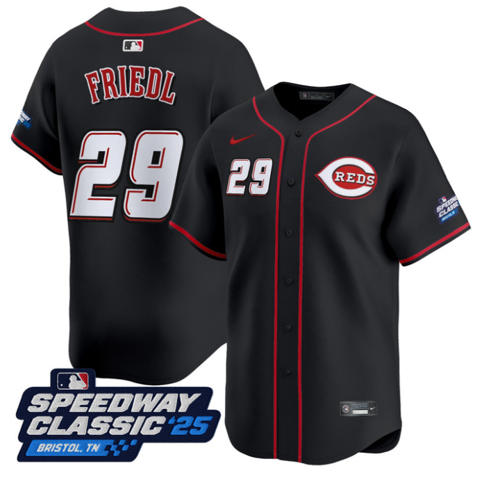 TJ Friedl Jersey #29 Cincinnati Reds Speedway Classic Limited Stitched Black