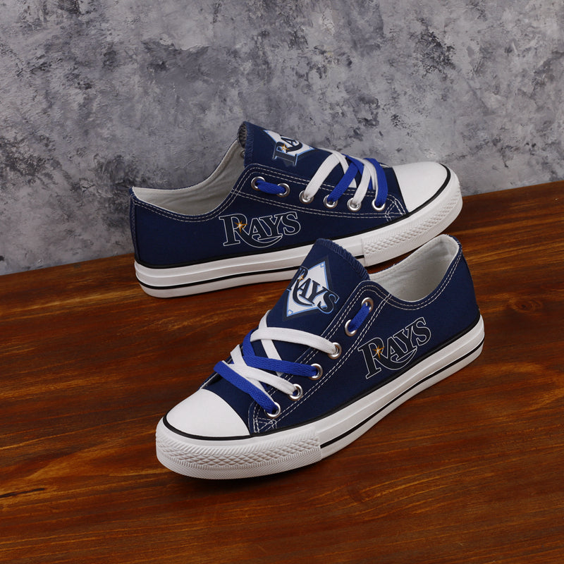 Tampa Bay Rays Limited Print MLB Baseball Fans Low Top Canvas Shoes Sport Sneakers T-DAC87L