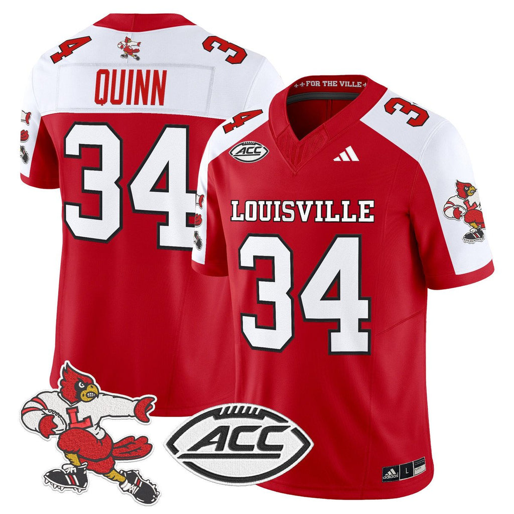 TJ Quinn Jersey #34 Louisville Cardinals 1980s Throwback Stitched Red Alter