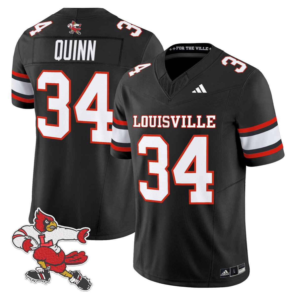 TJ Quinn Jersey #34 Louisville Cardinals 1980s Throwback Stitched Black