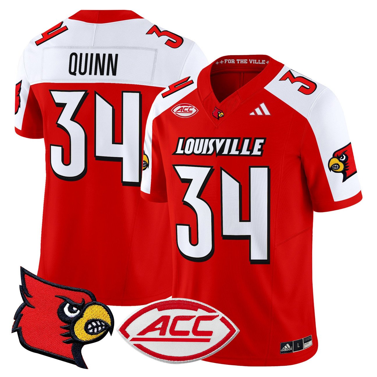 TJ Quinn Jersey #34 Louisville Cardinals 2025 Vapor Limited Stitched