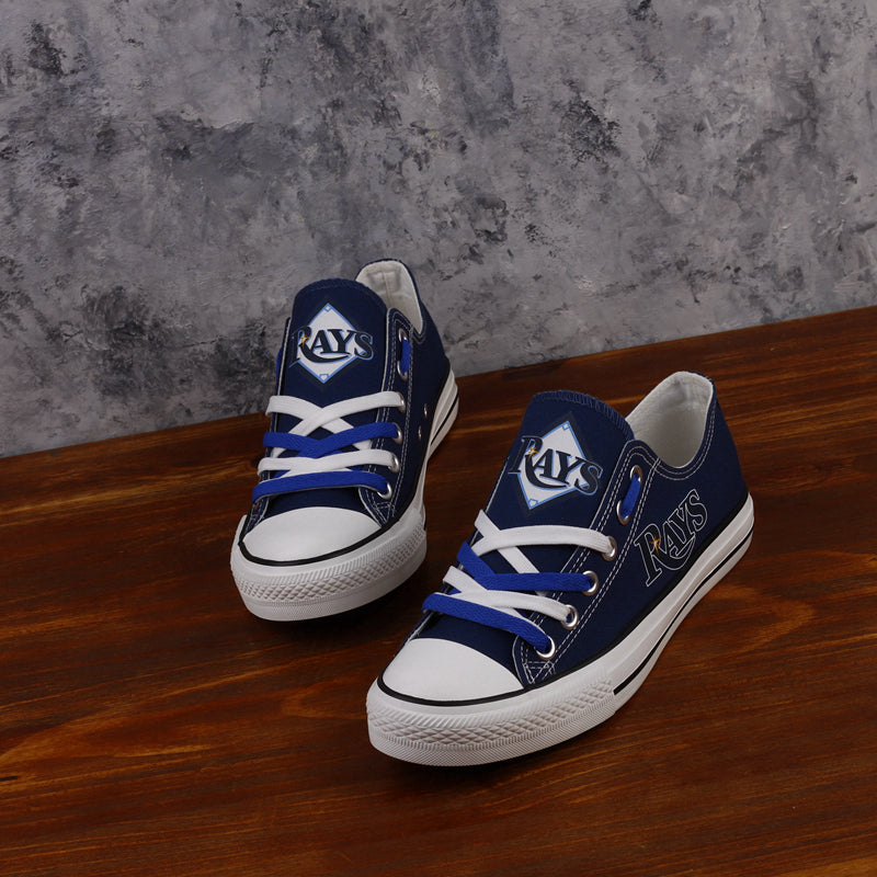 Tampa Bay Rays Limited Print MLB Baseball Fans Low Top Canvas Shoes Sport Sneakers T-DAC87L