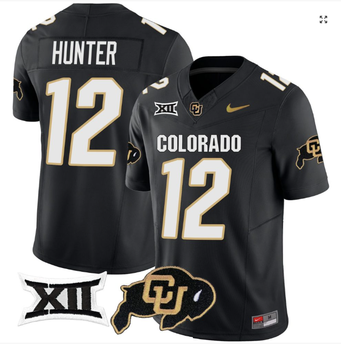 Travis Hunter Jersey #12 Colorado Buffaloes College Football Black Home Alternative