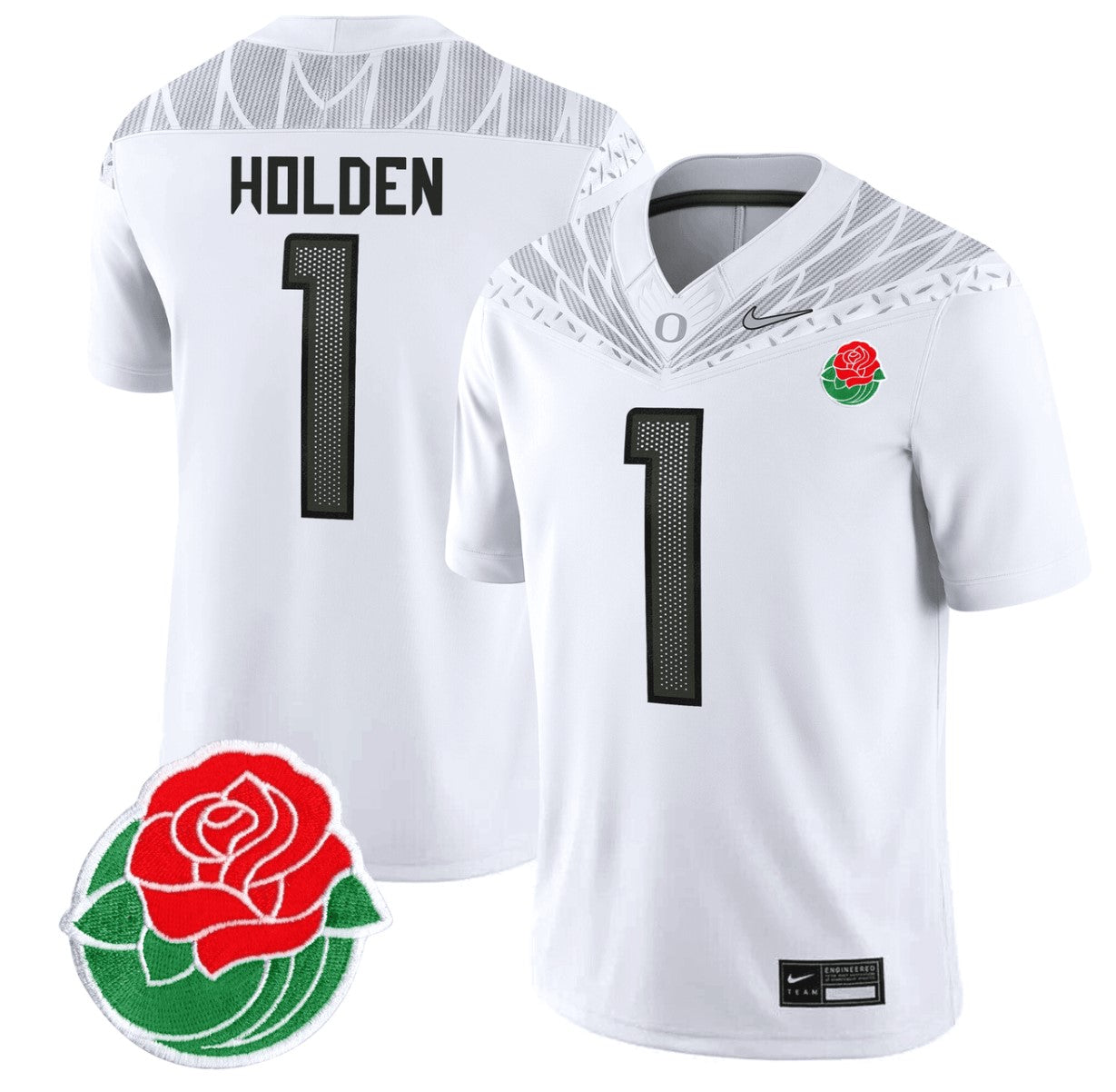 Traeshon Holden Jersey #1 Oregon Ducks Rose Bowl Patch Vapor Football White