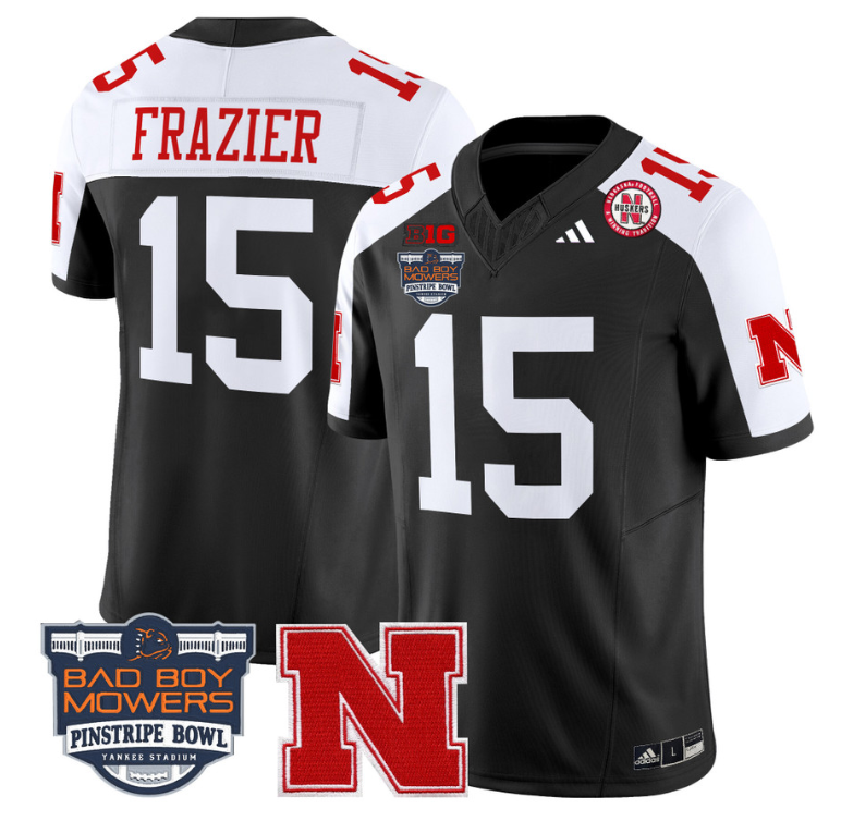 Tommie Frazier Jersey #15 Nebraska Cornhuskers 2025 Pinstripe Bowl Black Alternate