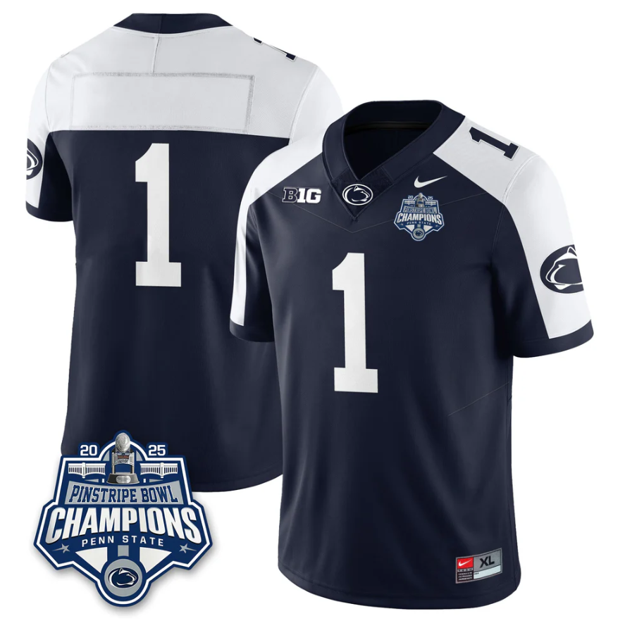 Team Jersey #1 Penn State 2025 Pinstripe Bowl Champions Patch Stitched