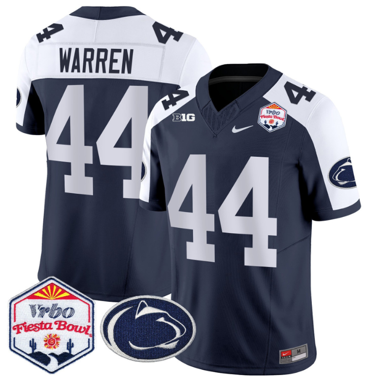 Tyler Warren Jersey #44 Penn State 2024 Fiesta Bowl Patch Navy Alternate