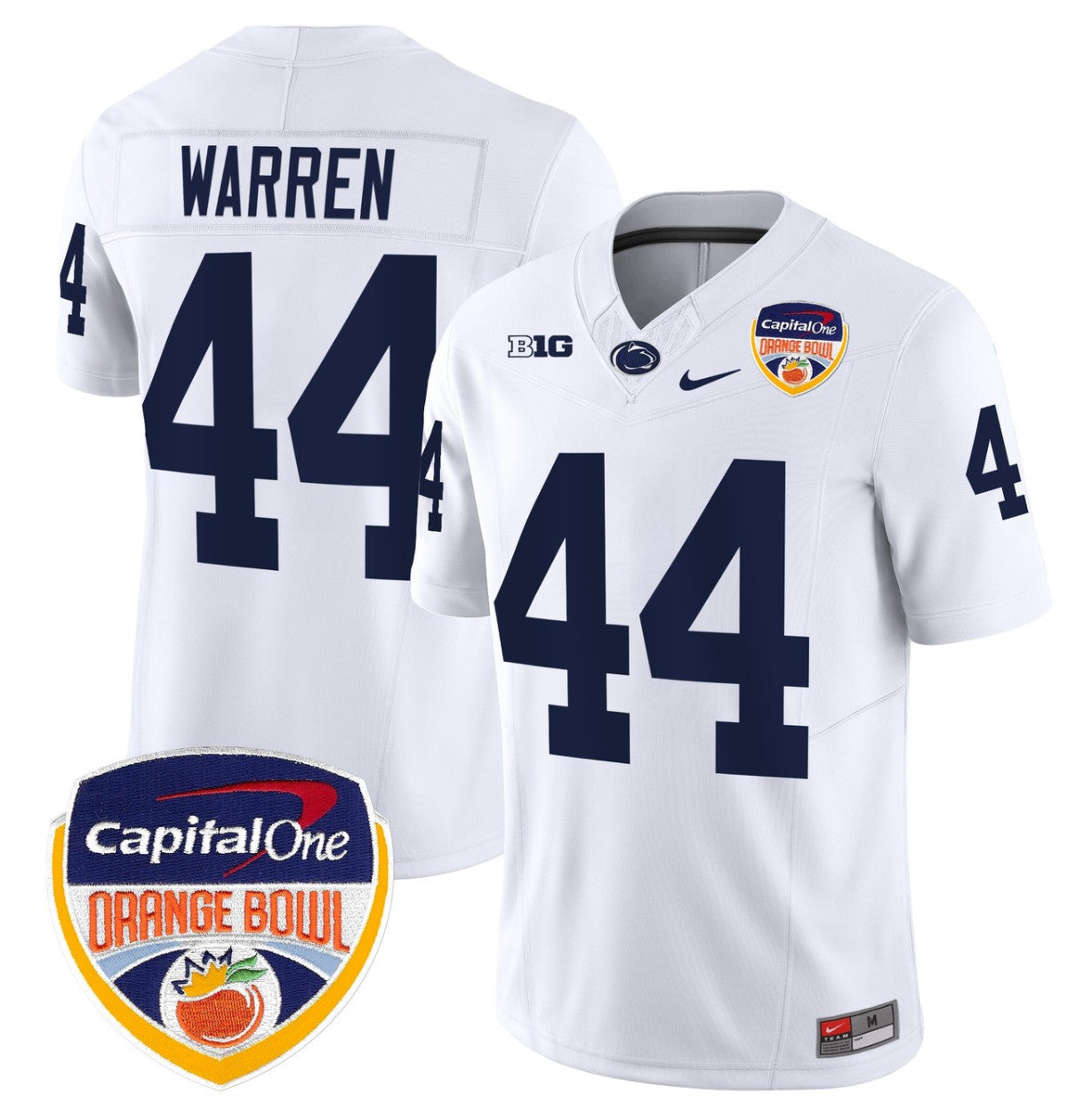 Tyler Warren Jersey #44 Penn State Orange Bowl Patch Stitched White
