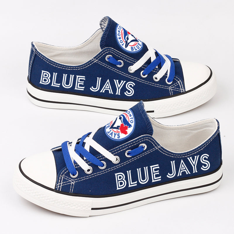 Toronto Blue Jays Limited Print MLB Baseball Fans Low Top Canvas Shoes Sport Sneakers T-DAC157L