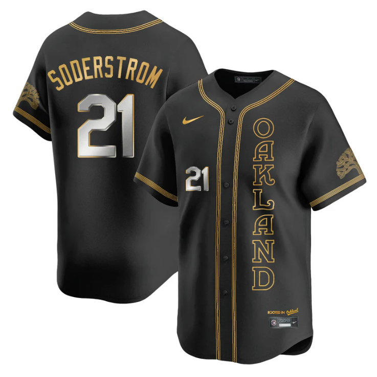 Tyler Soderstrom Jersey #21 Oakland Athletics City Connect Concept Stitched Black Gold
