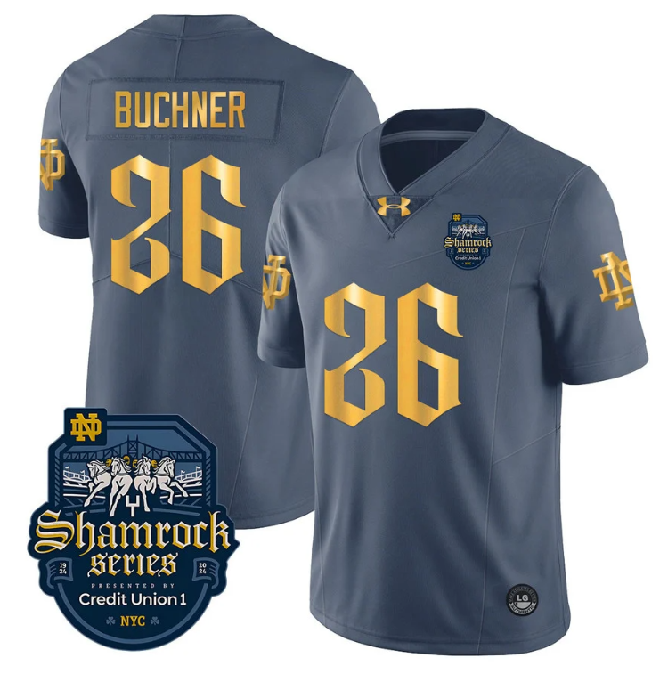 Tyler Buchner Jersey #26 With Name Notre Dame Fighting Irish 2024 Shamrock